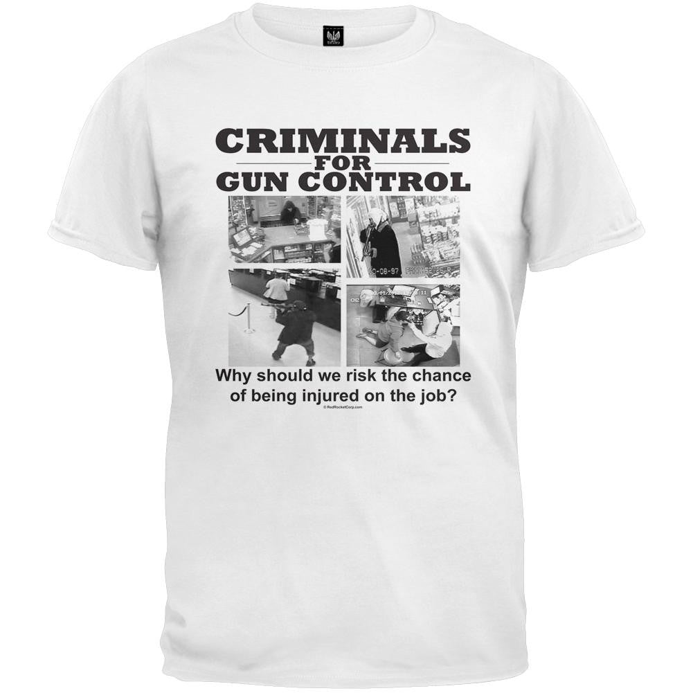 Criminals For Gun Control White T-Shirt Men's T-Shirts Old Glory   