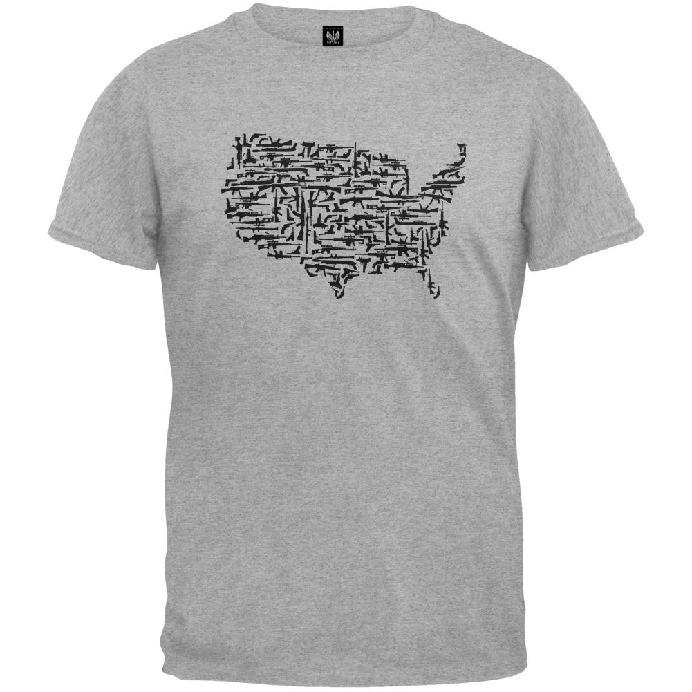 Guns In The US Heather Grey T-Shirt Men's T-Shirts Old Glory   