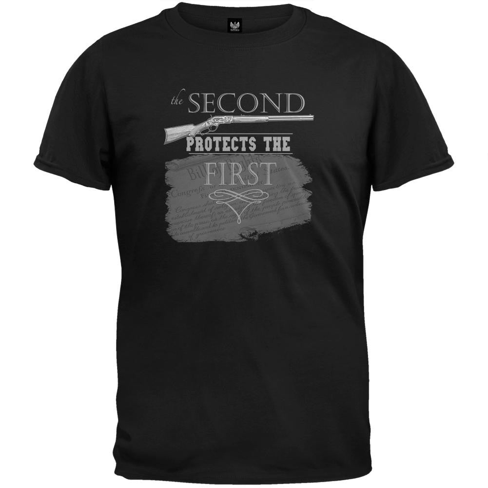 The Second Protects The First Black T-Shirt Men's T-Shirts Old Glory   