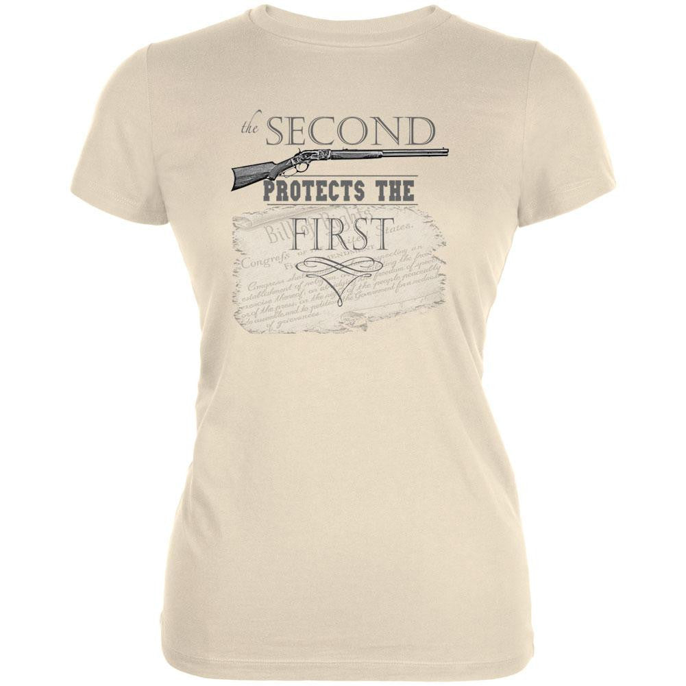 The Second Protects The First Sand Juniors T-Shirt Juniors T-Shirts Old Glory 2XL Beige 