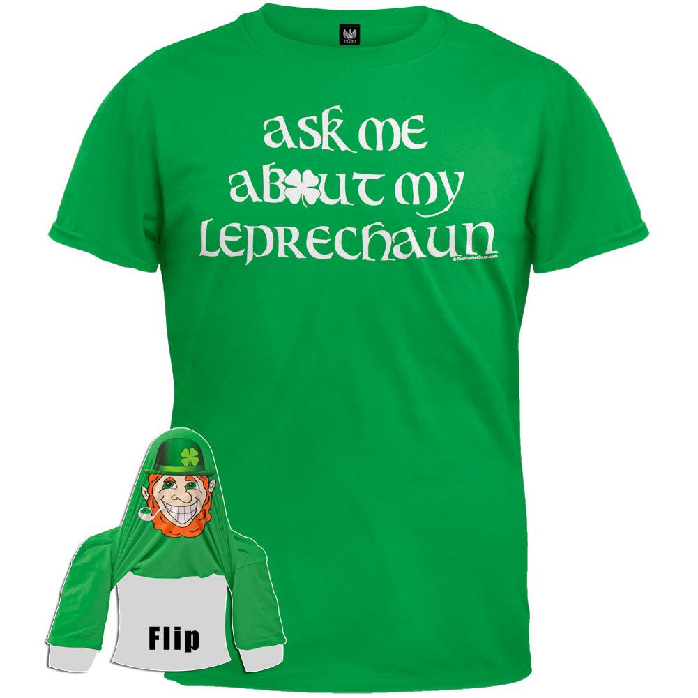 Ask Me About My Leprechaun T-Shirt Men's T-Shirts Old Glory SM Green 