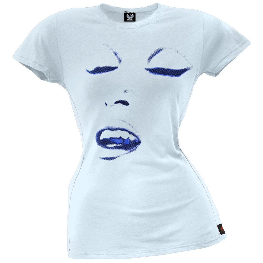 Madonna -Halftone Face Premium Women's Plus Size T-Shirt Women's T-Shirts Madonna 0 Light Blue 