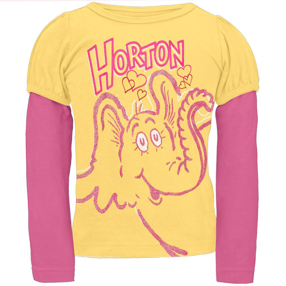 Dr. Seuss - Happy Heart Horton Toddler 2Fer T-Shirt Toddler T-Shirts Dr. Seuss 2T Yellow 