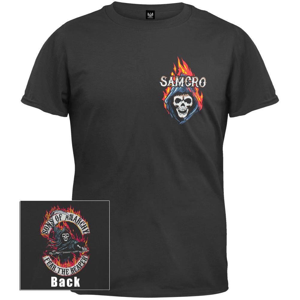 Sons of Anarchy - Reaper Logo Flames T-Shirt Men's T-Shirts Sons of Anarchy SM Black 