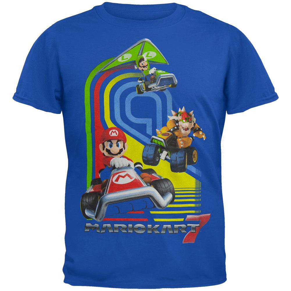 Nintendo - Mario Kart 7 All-Over Youth T-Shirt Youth T-Shirts Nintendo MD Blue 