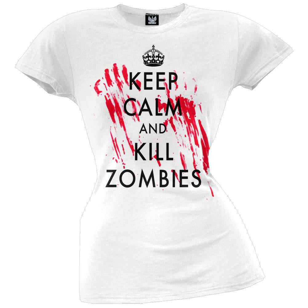 Keep Calm and Kill Zombies Juniors T-Shirt Juniors T-Shirts Old Glory   