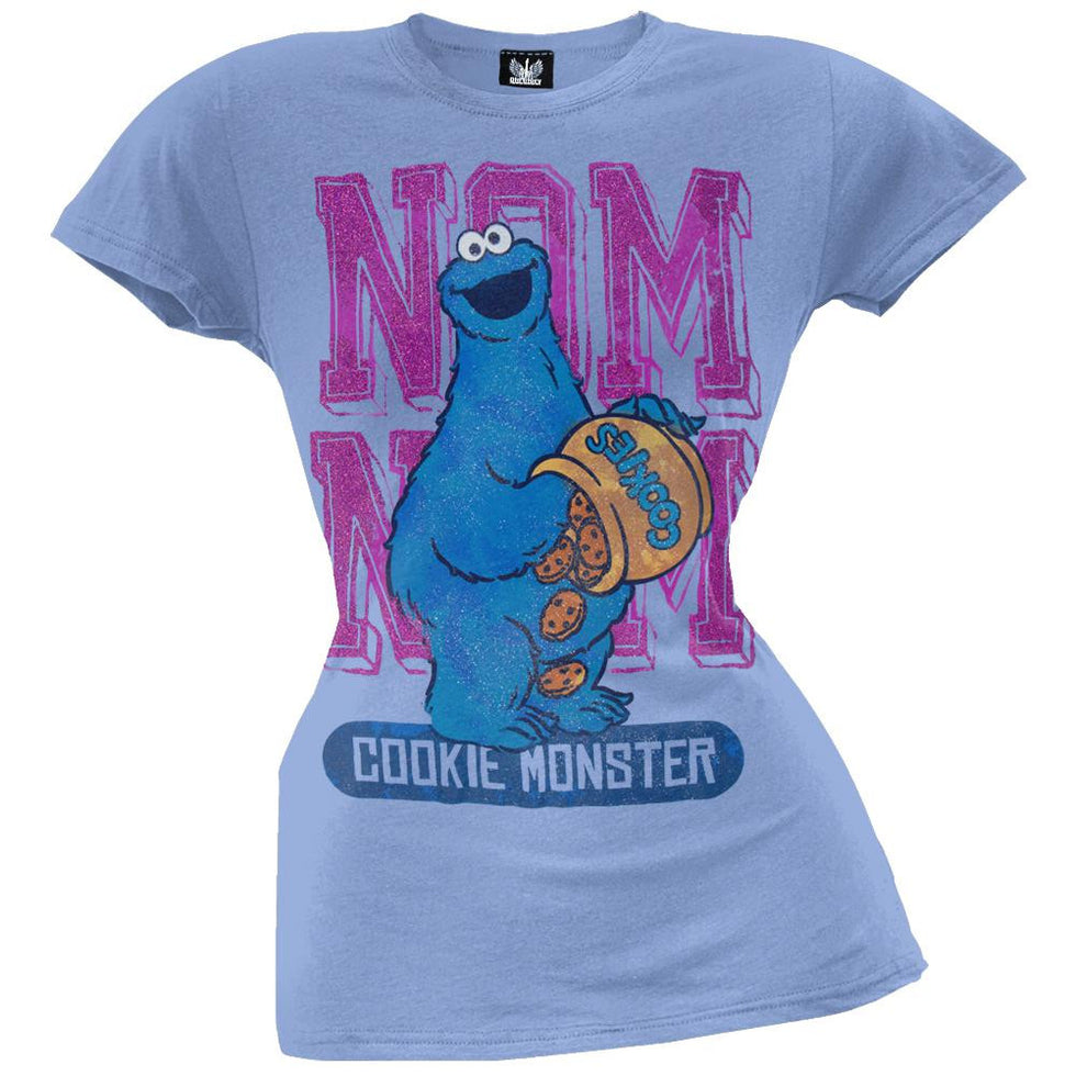Sesame Street Nom Nom Nom Cookie Monster Juniors TShirt Old Glory
