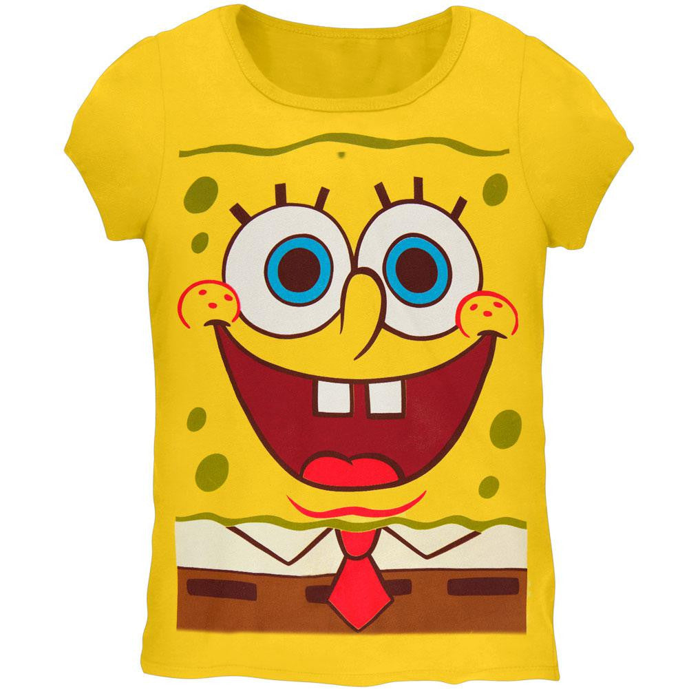 Spongebob - Giant Spongebob Girls Youth Costume T-Shirt Youth T-Shirts Spongebob Squarepants MD Yellow 