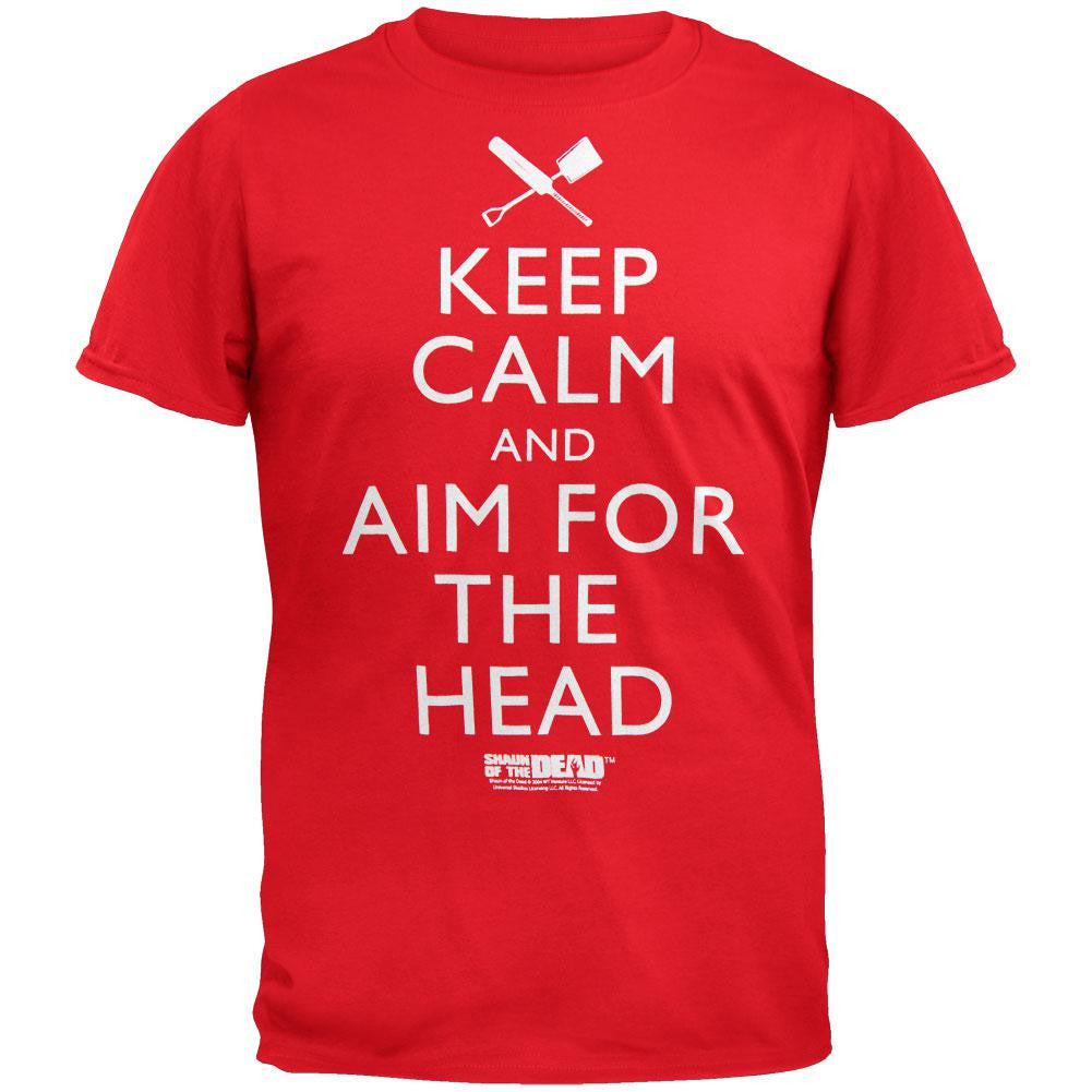 Shaun of the Dead - Keep Calm and Aim For the Head T-Shirt Men's T-Shirts Shaun of the Dead 2XL Red 