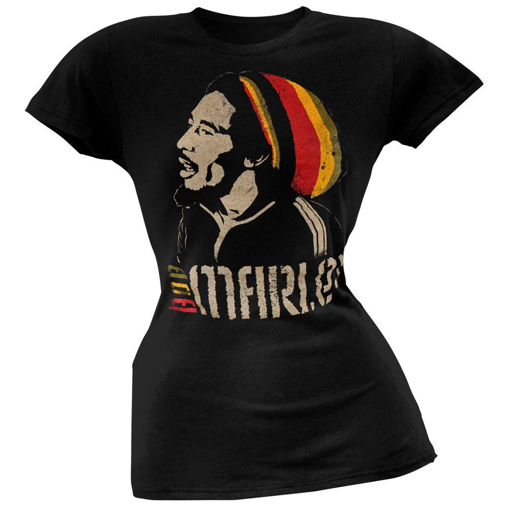 Bob Marley - Old School Juniors T-Shirt Juniors T-Shirts Bob Marley SM Black 