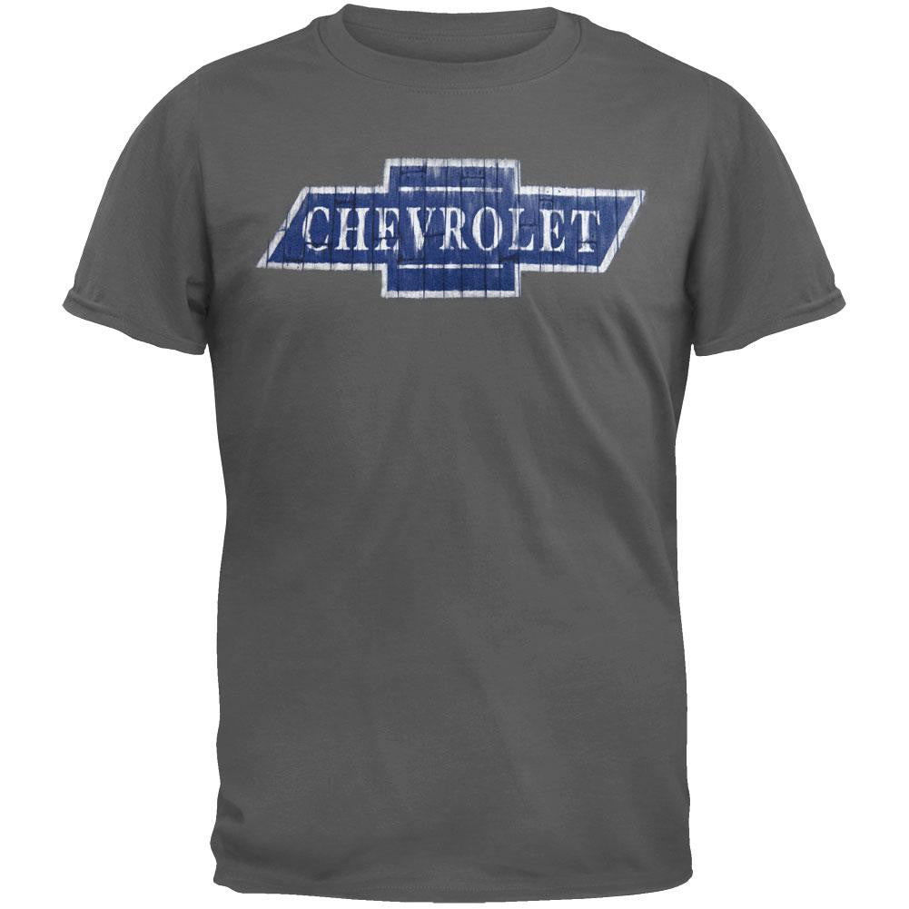 Chevrolet - Distressed Wood Logo T-Shirt Men's T-Shirts Chevrolet LG Grey 