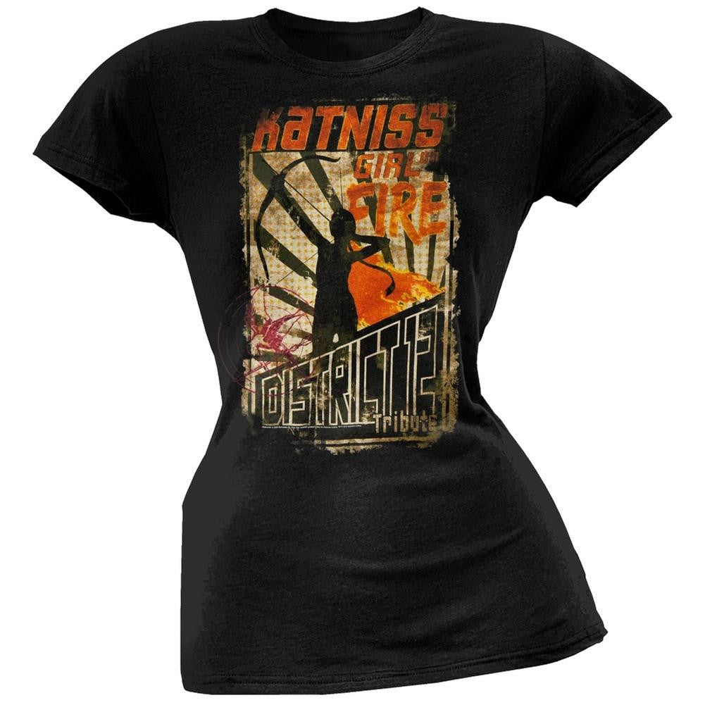 The Hunger Games - Girl on Fire Juniors T-Shirt Juniors T-Shirts The Hunger Games   