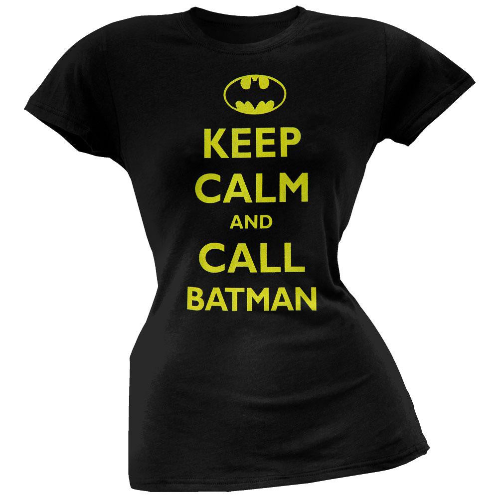 Batman - Keep Calm and Call Juniors T-Shirt Juniors T-Shirts Batman XL Black