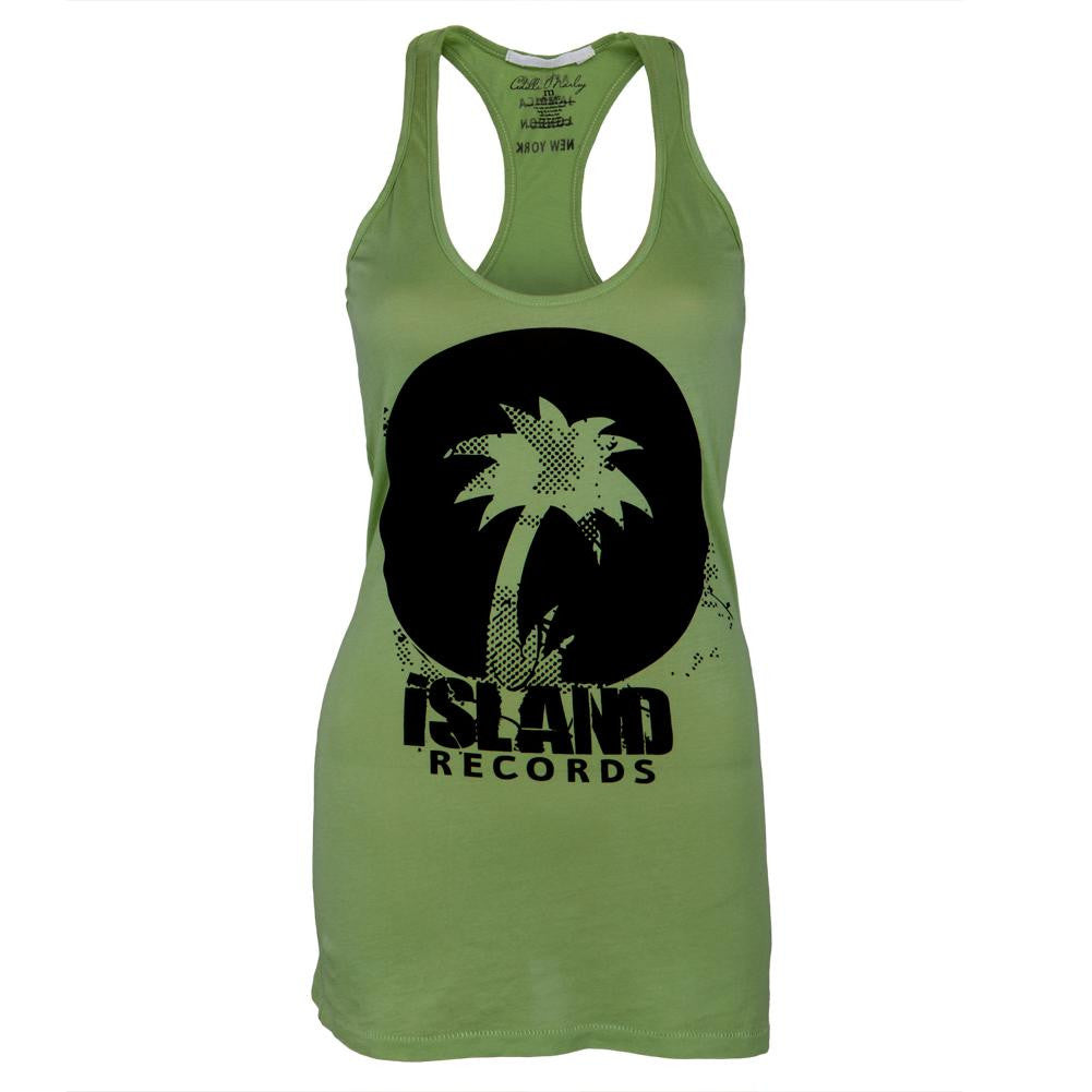 Island Records - Logo Juniors Tank Top Juniors Tank Tops Bob Marley SM Light Green