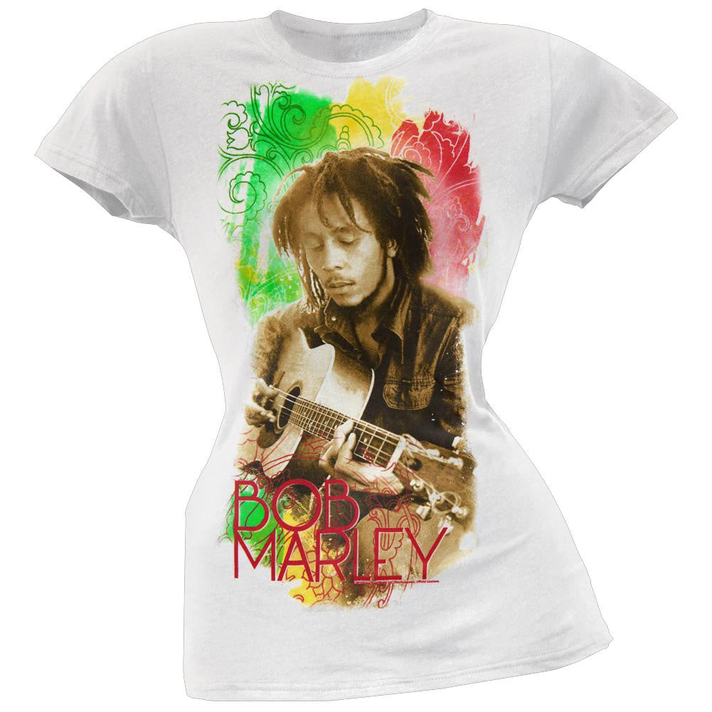 Bob Marley - Guitar Juniors T-Shirt Juniors T-Shirts Bob Marley SM White