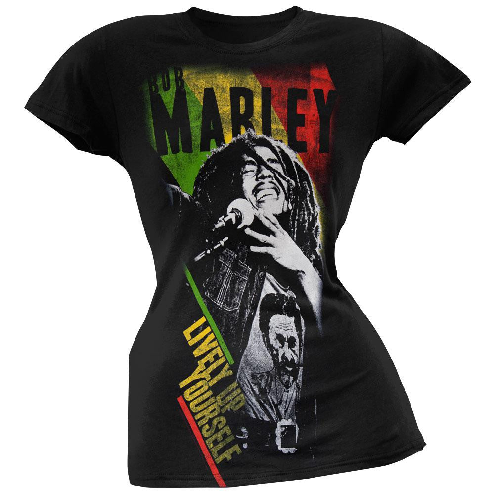 Bob Marley - Lively Up Juniors T-Shirt Juniors T-Shirts Bob Marley SM Black 