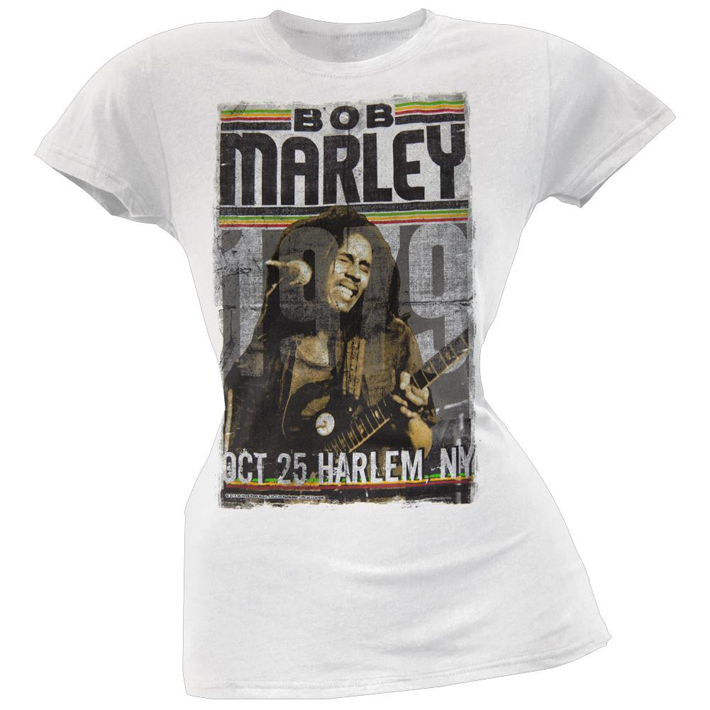 Bob Marley - Harlem Poster Juniors T-Shirt Juniors T-Shirts Bob Marley SM White