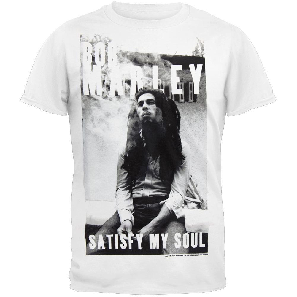 Bob Marley - Satisfy My Soul T-Shirt Men's T-Shirts Bob Marley SM White 