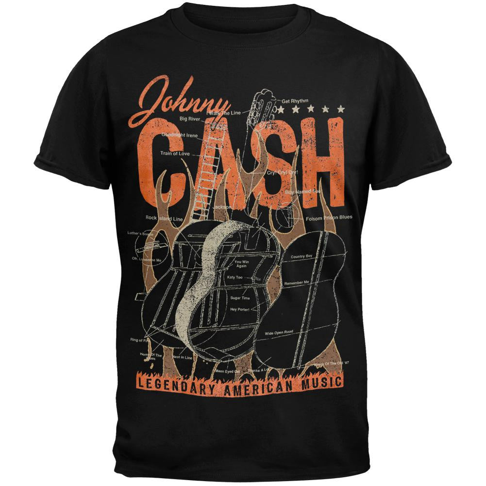 Johnny Cash - Guitar Diagram T-Shirt Men's T-Shirts Johnny Cash SM Black 