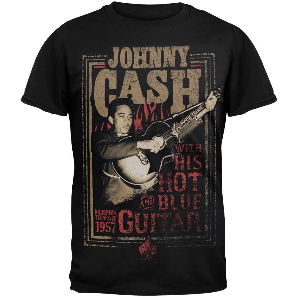 Johnny Cash - Hot Blue Guitar T-Shirt Men's T-Shirts Johnny Cash SM Black 