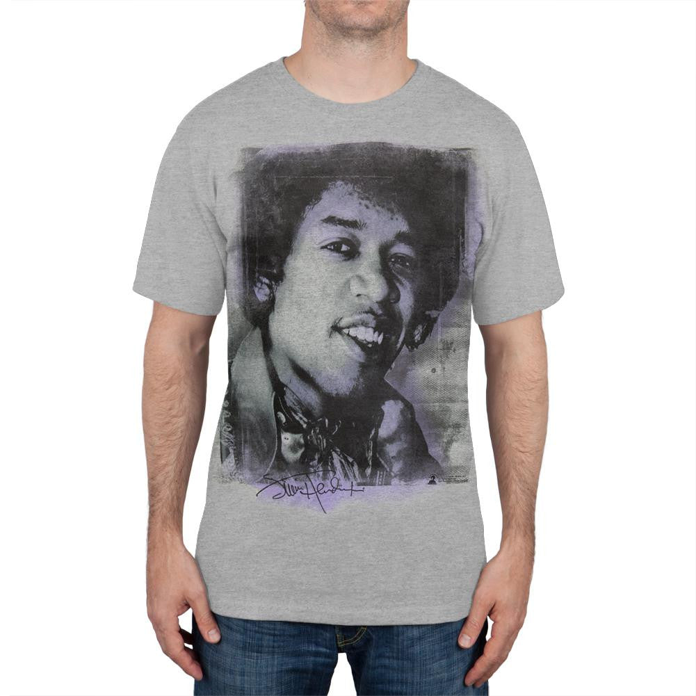 Jimi Hendrix - Large Face Photo T-Shirt Men's T-Shirts Jimi Hendrix SM Grey 