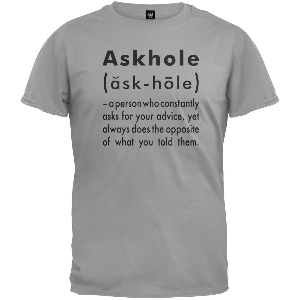 Askhole Defintion T-Shirt Men's T-Shirts Old Glory LG Grey 