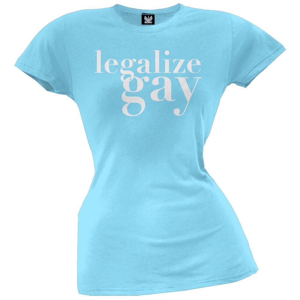 Legalize Gay Light Blue Juniors T-Shirt Juniors T-Shirts Old Glory   