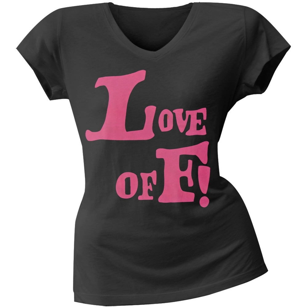 2 Love - Kelly Osborne's Love of F! Junior's V-Neck T-Shirt Juniors T-Shirts 2 Love SM Black