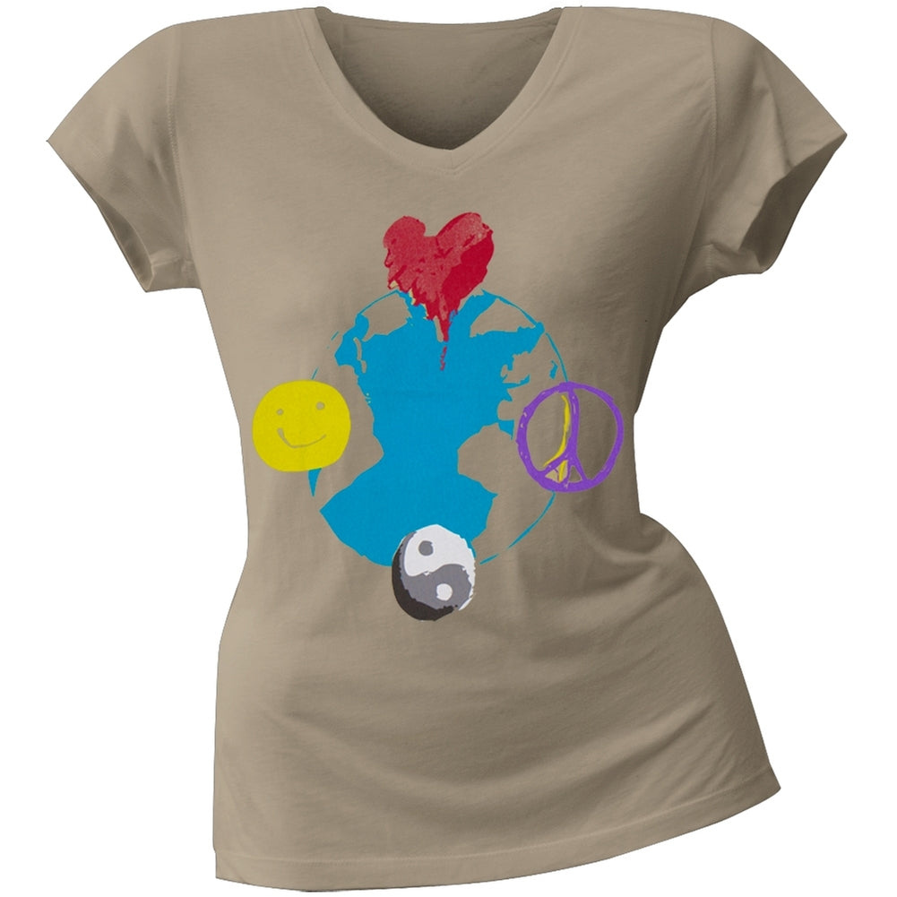 2 Love - AnnaSophia Robb's Earth Junior's V-Neck T-Shirt Juniors T-Shirts 2 Love SM Green