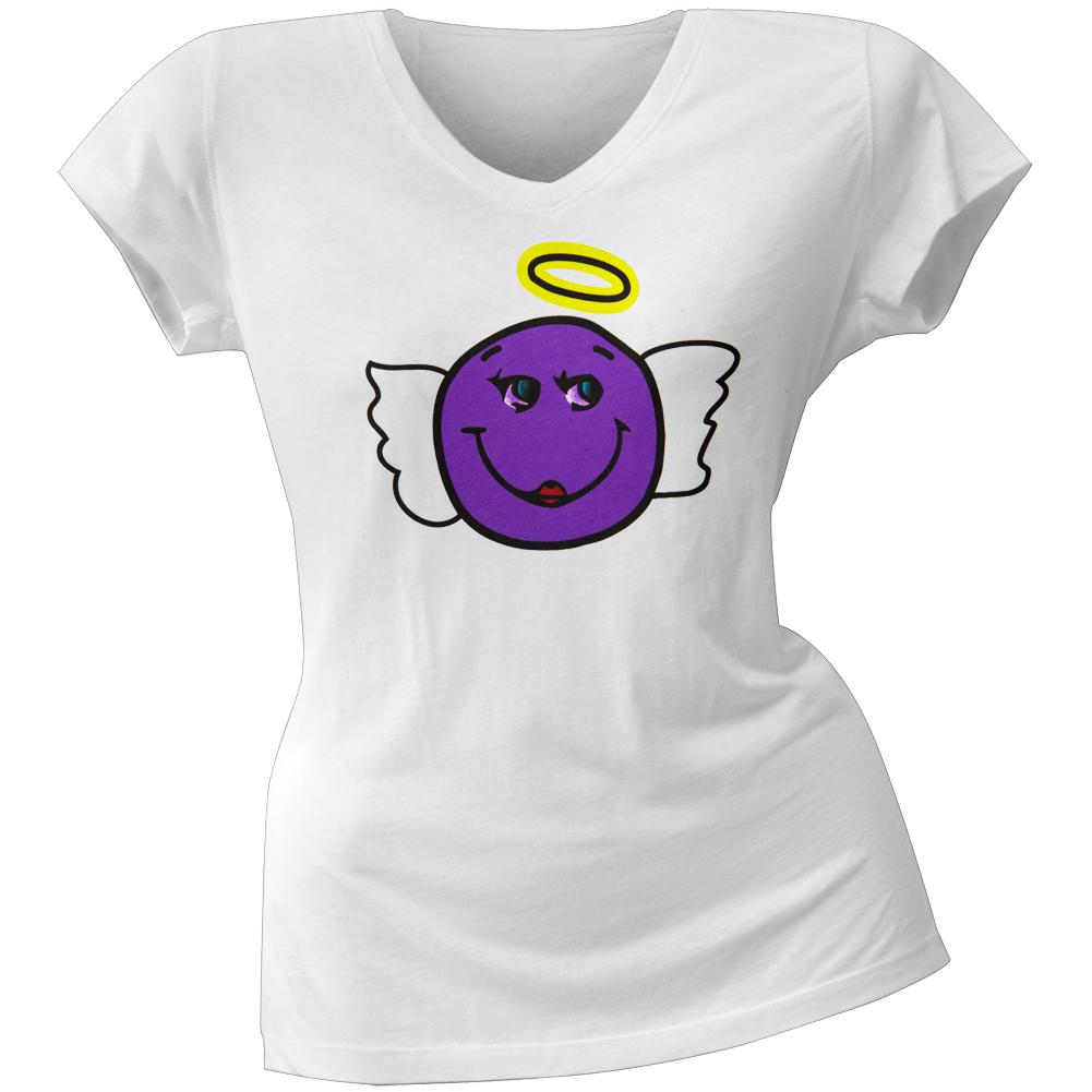 2 Love - Brittany Murphy's Smiling Angel Juniors V-Neck T-Shirt Juniors T-Shirts 2 Love SM White