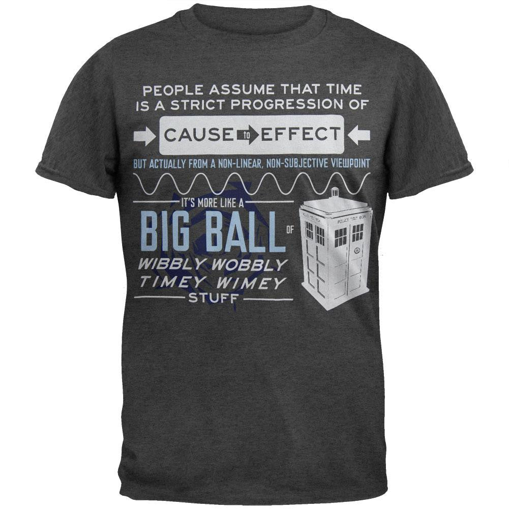 Doctor Who - Wibbly Wobbly Quote Soft T-Shirt Men's T-Shirts Doctor Who LG Grey 