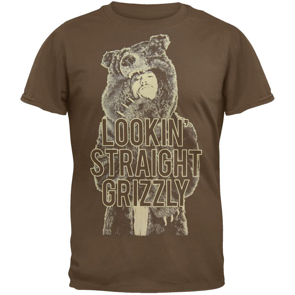 Workaholics - Lookin' Straight Grizzly Soft T-Shirt Men's T-Shirts Workaholics SM Brown 