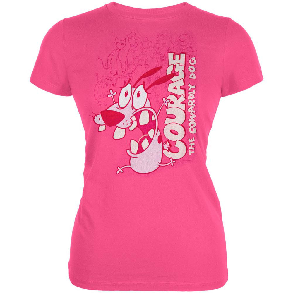 Courage the Cowardly Dog - Running Scared Juniors T-Shirt Juniors T-Shirts Courage the Cowardly Dog SM Pink