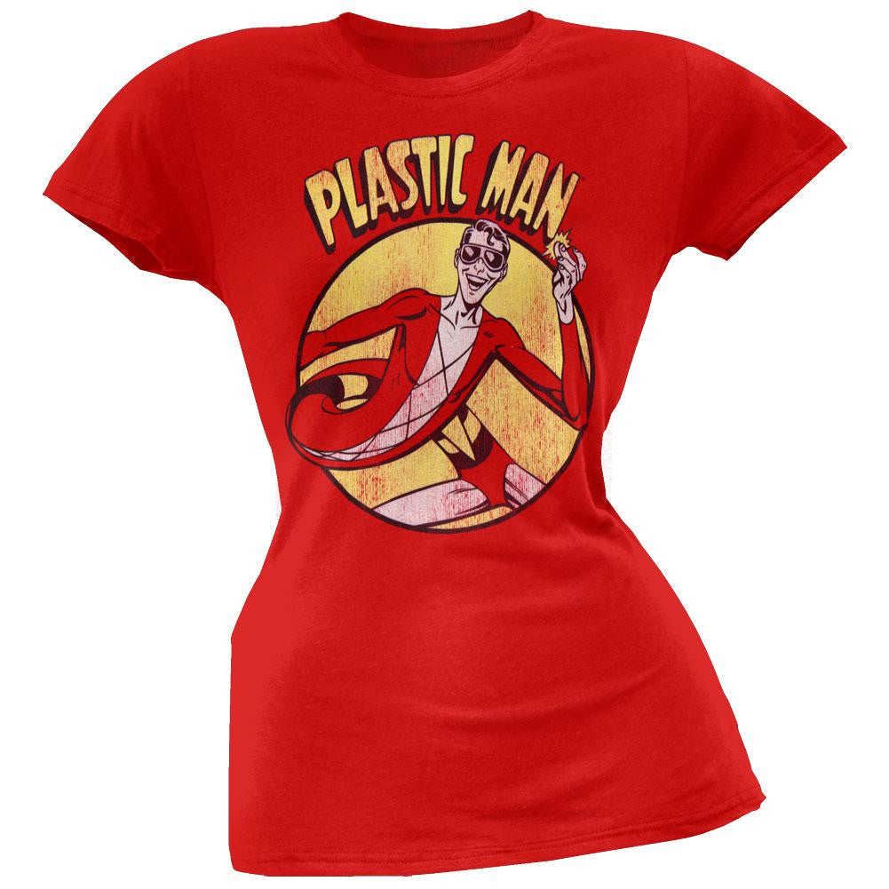 Plastic Man - Stretch Snap Juniors T-Shirt Juniors T-Shirts Plastic Man LG Red 