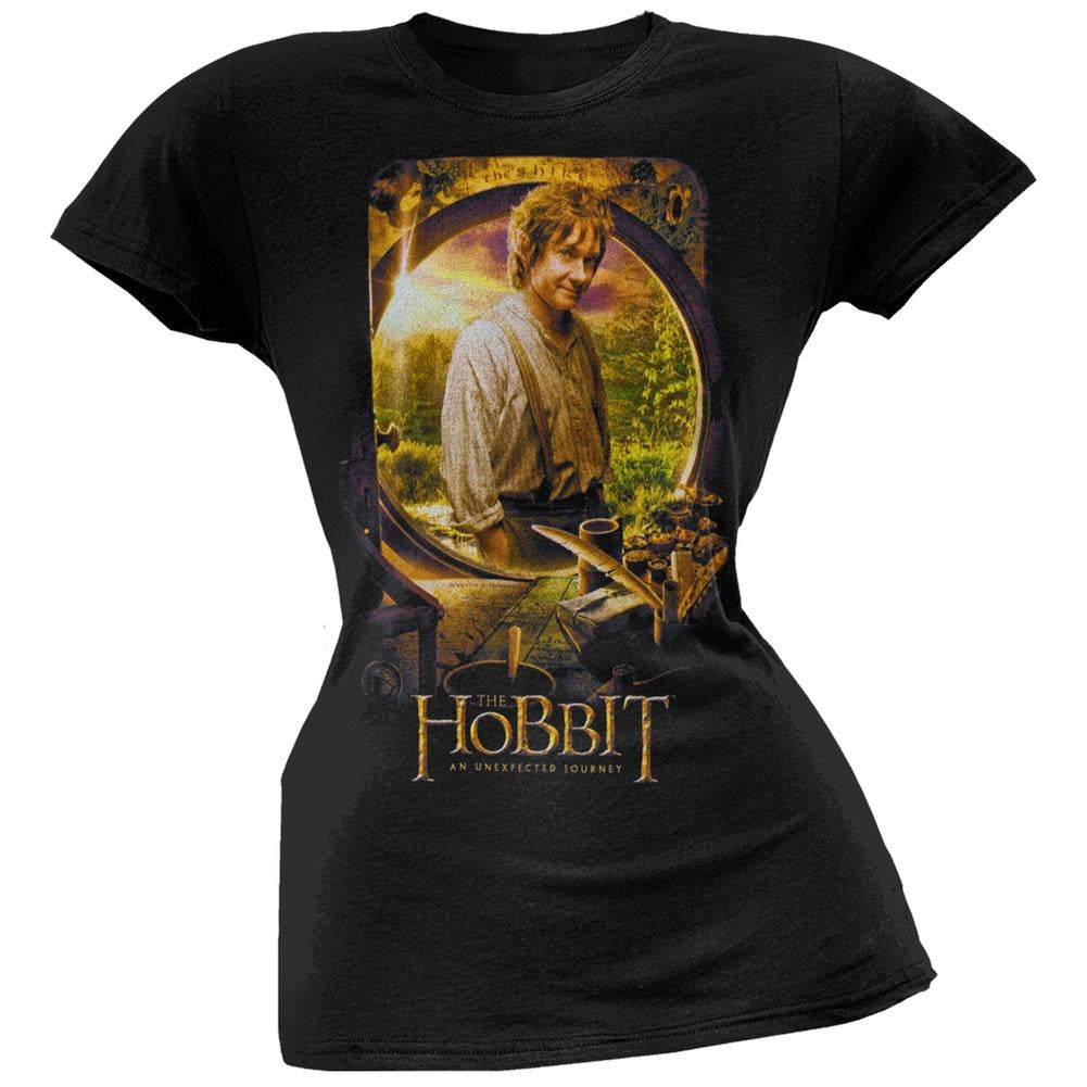 The Hobbit - Bilbo Poster Juniors T-Shirt Juniors T-Shirts The Hobbit LG Black