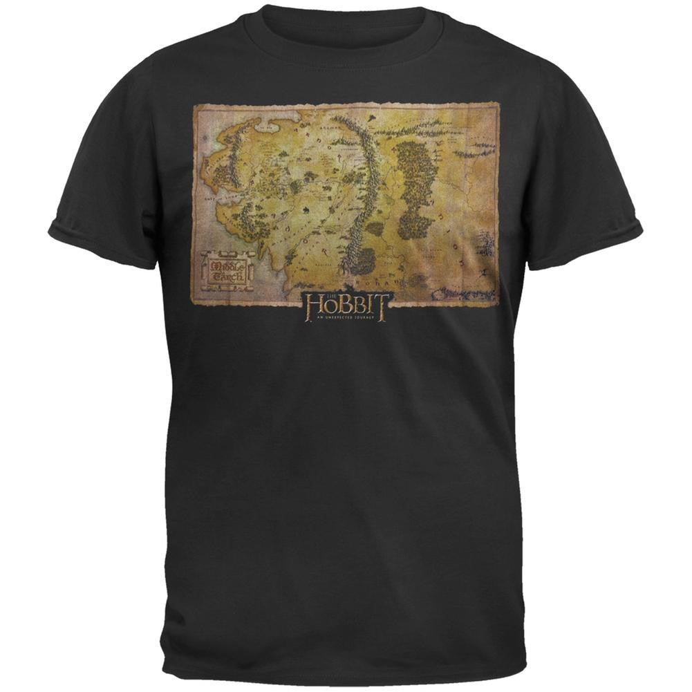 The Hobbit - Middle-Earth Map T-Shirt Men's T-Shirts The Hobbit LG Grey