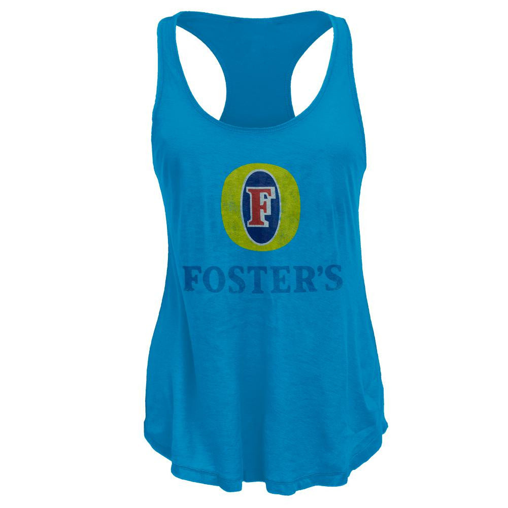 Foster's - Distressed Logo Juniors Tank Top Juniors Tank Tops Foster's SM Blue