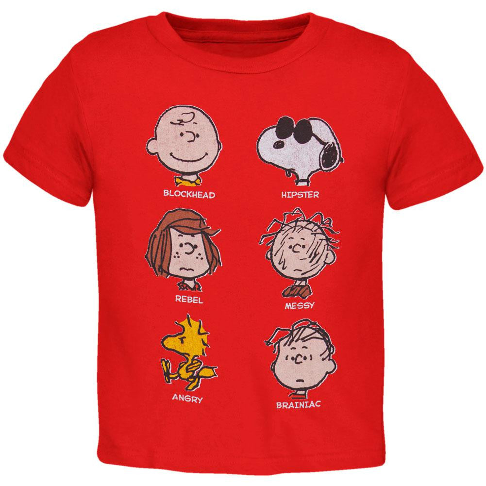 Peanuts - Red Faces Toddler T-Shirt Toddler T-Shirts Peanuts 2T Red 