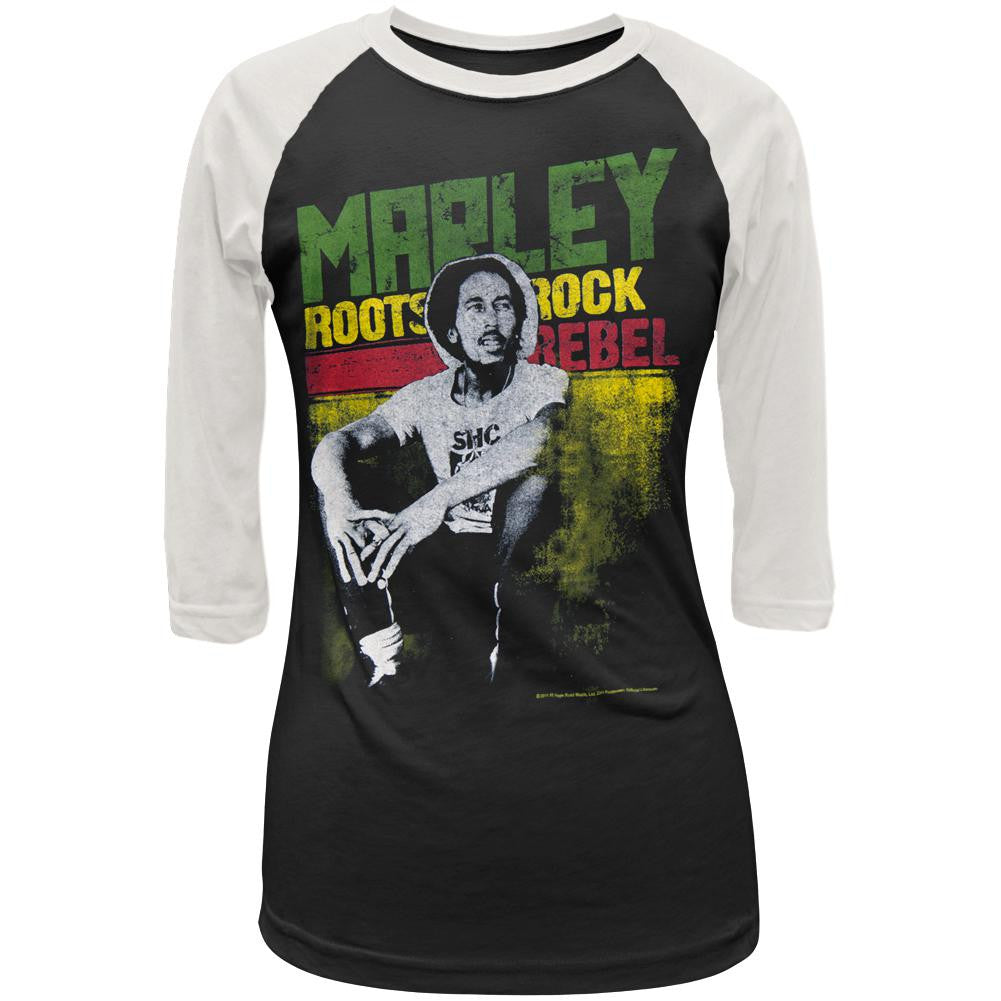 Bob Marley - Roots Rock Juniors Raglan Juniors Raglans Bob Marley SM Black