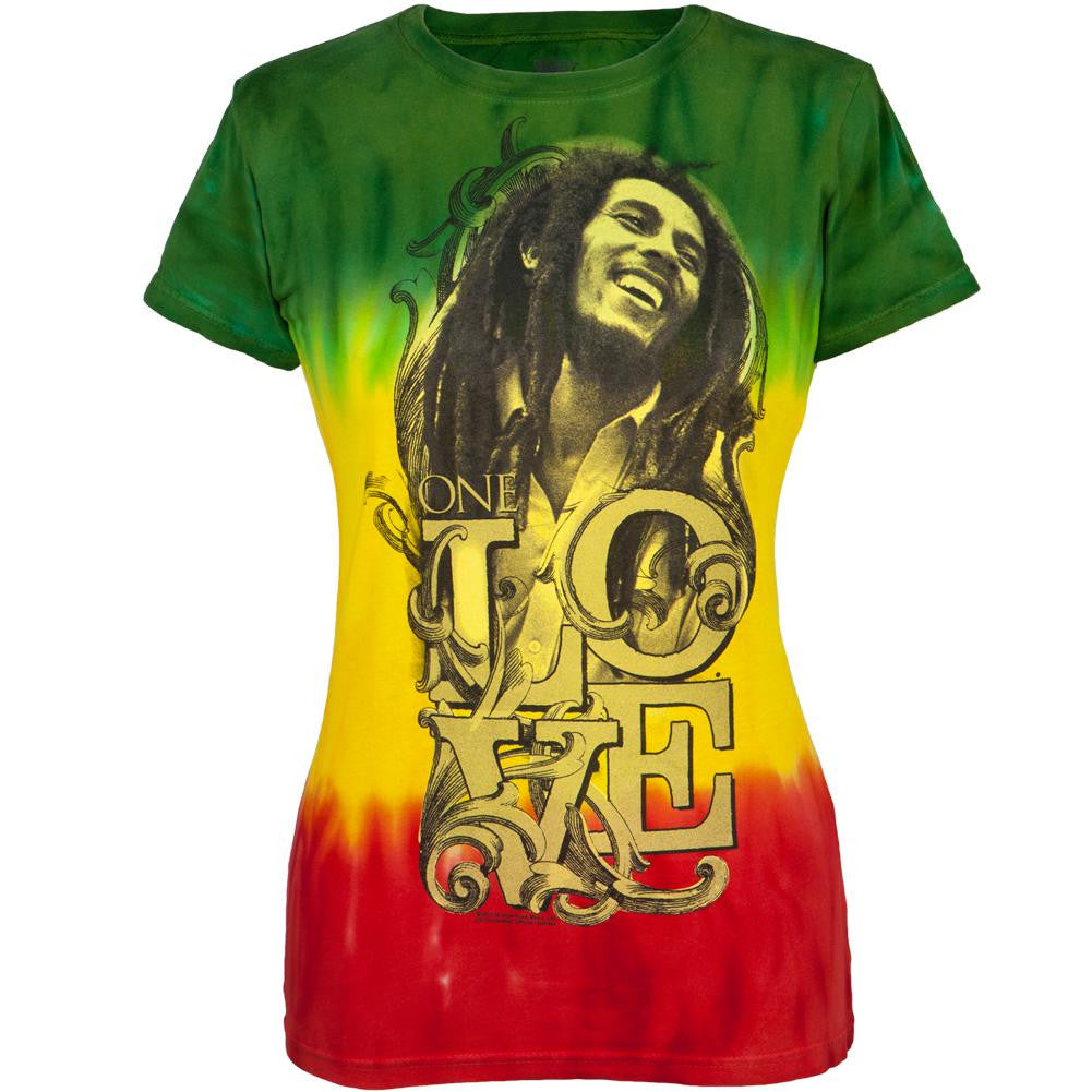 Bob Marley - Smile Tie-Dye Juniors T-Shirt Juniors T-Shirts Bob Marley SM Multi 