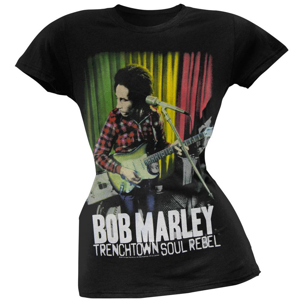 Bob Marley - Trenchtown Soul Juniors T-Shirt Juniors T-Shirts Bob Marley SM Black