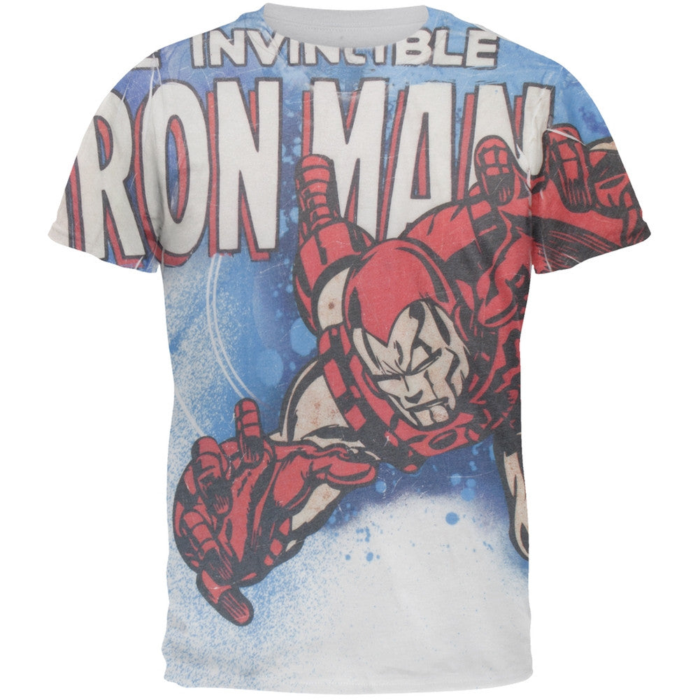 Iron Man Dive All-over Soft Mens T Shirt - White Men's T-Shirts Iron Man   