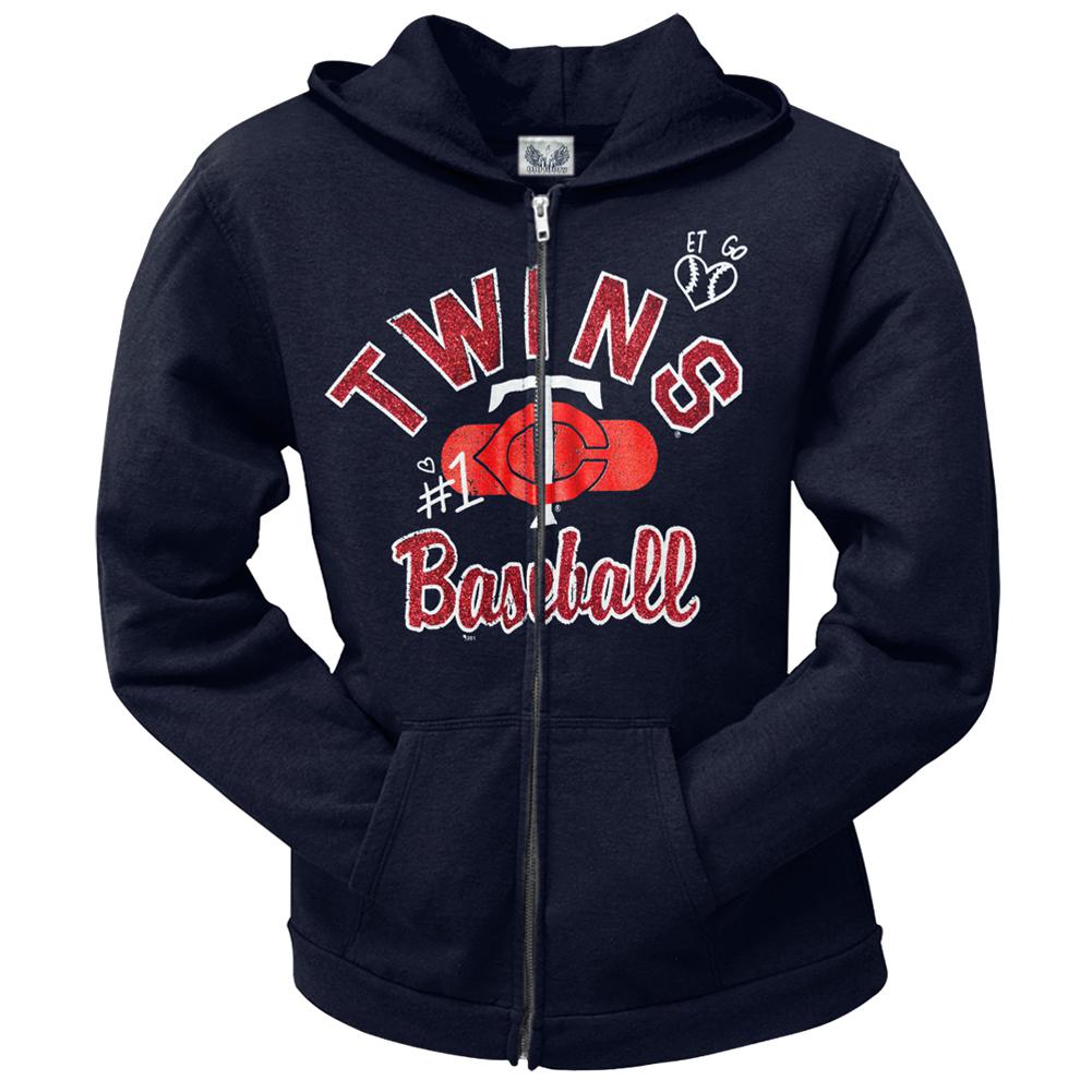 Minnesota Twins - Glitter Logo Girls Youth Zip Hoodie Youth Hoodies Minnesota Twins 12 Blue 