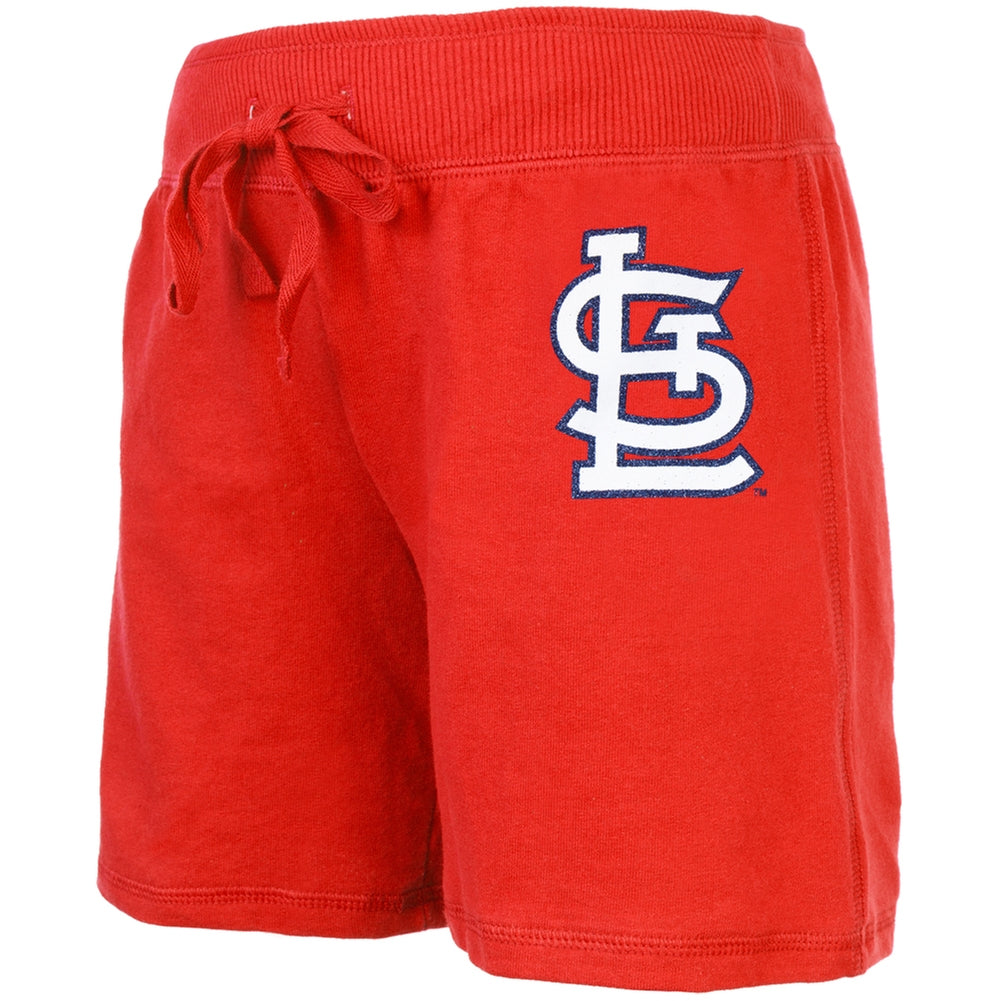 St. Louis Cardinals - Glitter Logo Girls Juvy Drawstring Shorts Juvenile Shorts St. Louis Cardinals J7 Red 