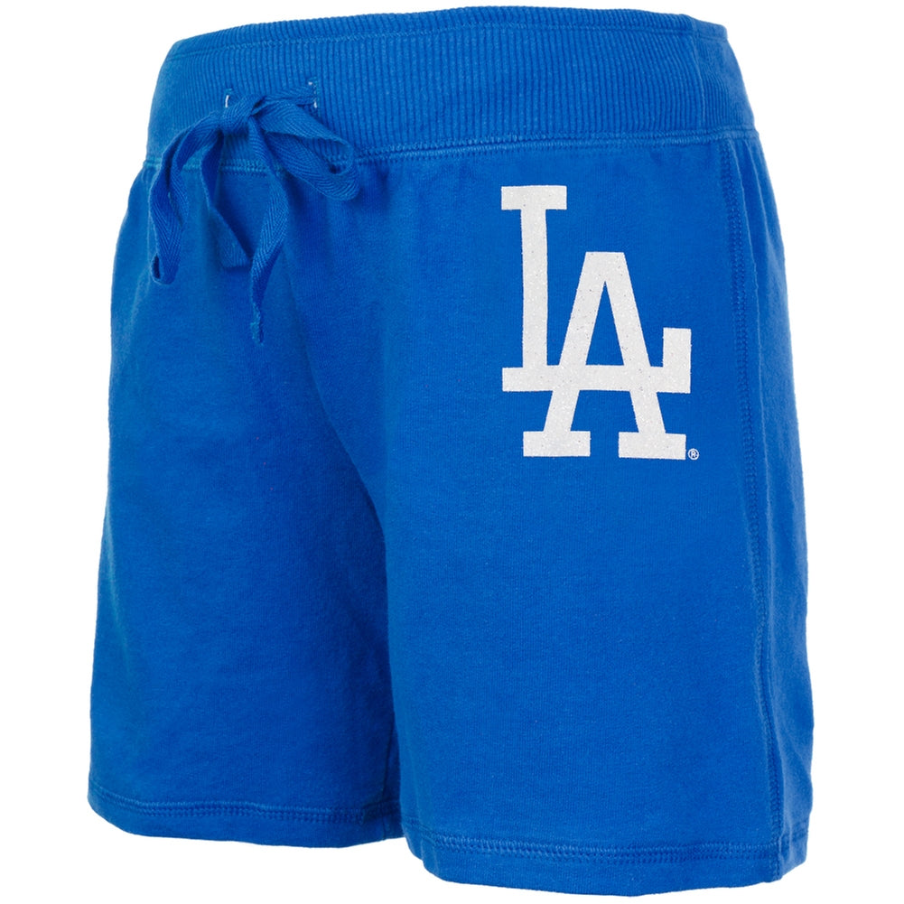 Los Angeles Dodgers - Glitter Logo Girls Youth Drawstring Shorts Youth Shorts Los Angeles Dodgers 10 Blue 