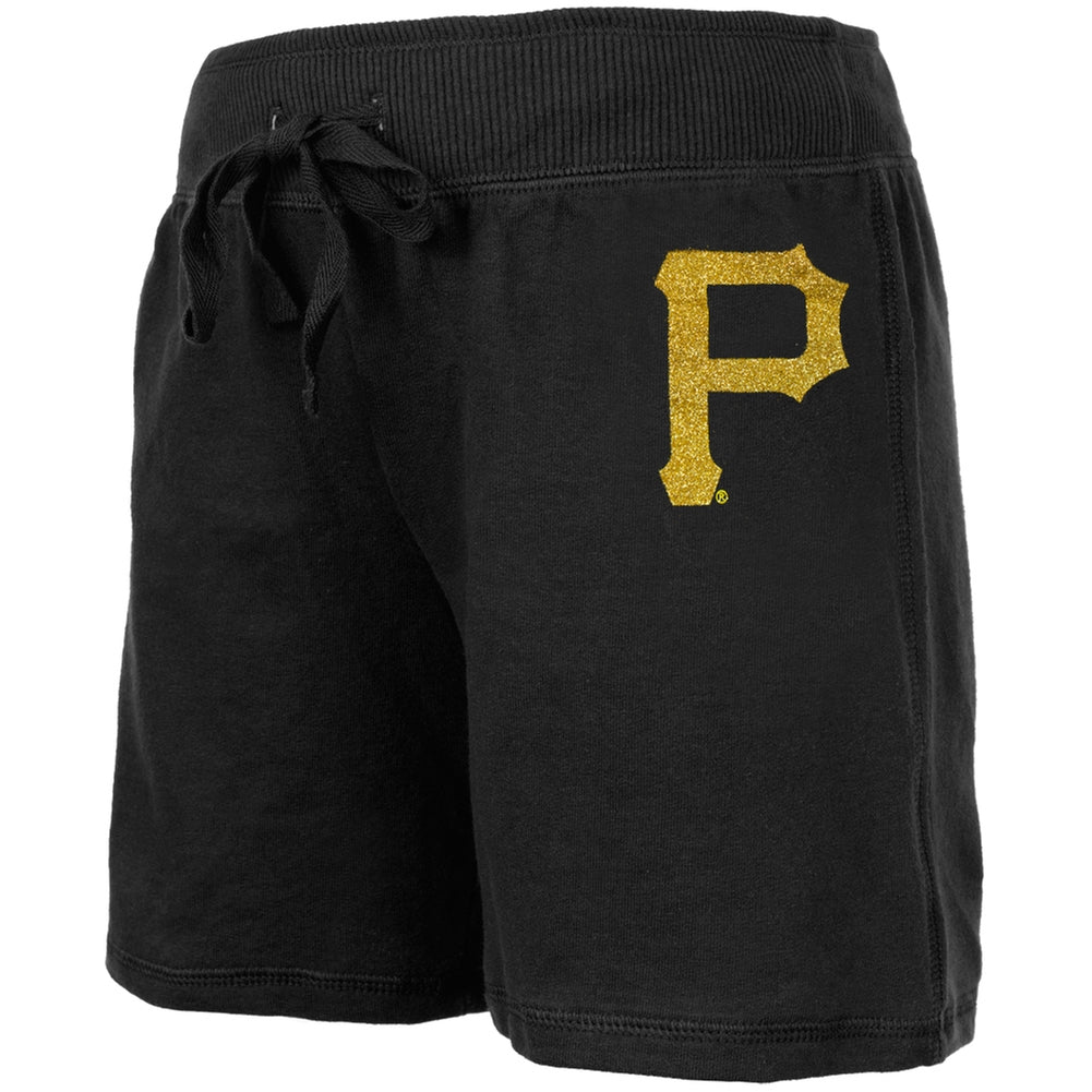 Pittsburgh Pirates - Glitter Logo Girls Youth Drawstring Shorts Youth Shorts Pittsburgh Pirates 14 Black 