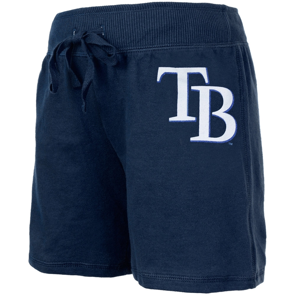 Tampa Bay Rays - Glitter Logo Girls Juvy Blue Drawstring Shorts Juvenile Shorts Tampa Bay Devil Rays J6 Blue 