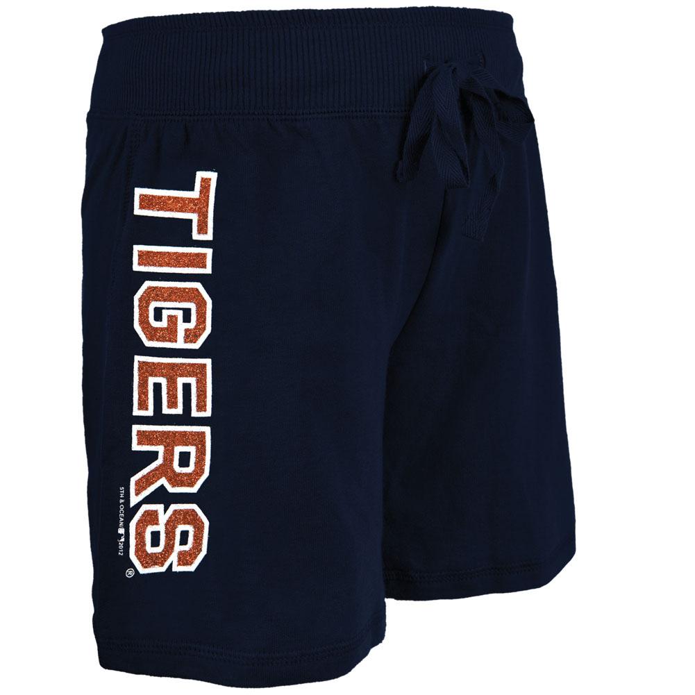 Detroit Tigers - Glitter Logo Girls Youth Drawstring Shorts Youth Shorts Detroit Tigers 14 Blue 