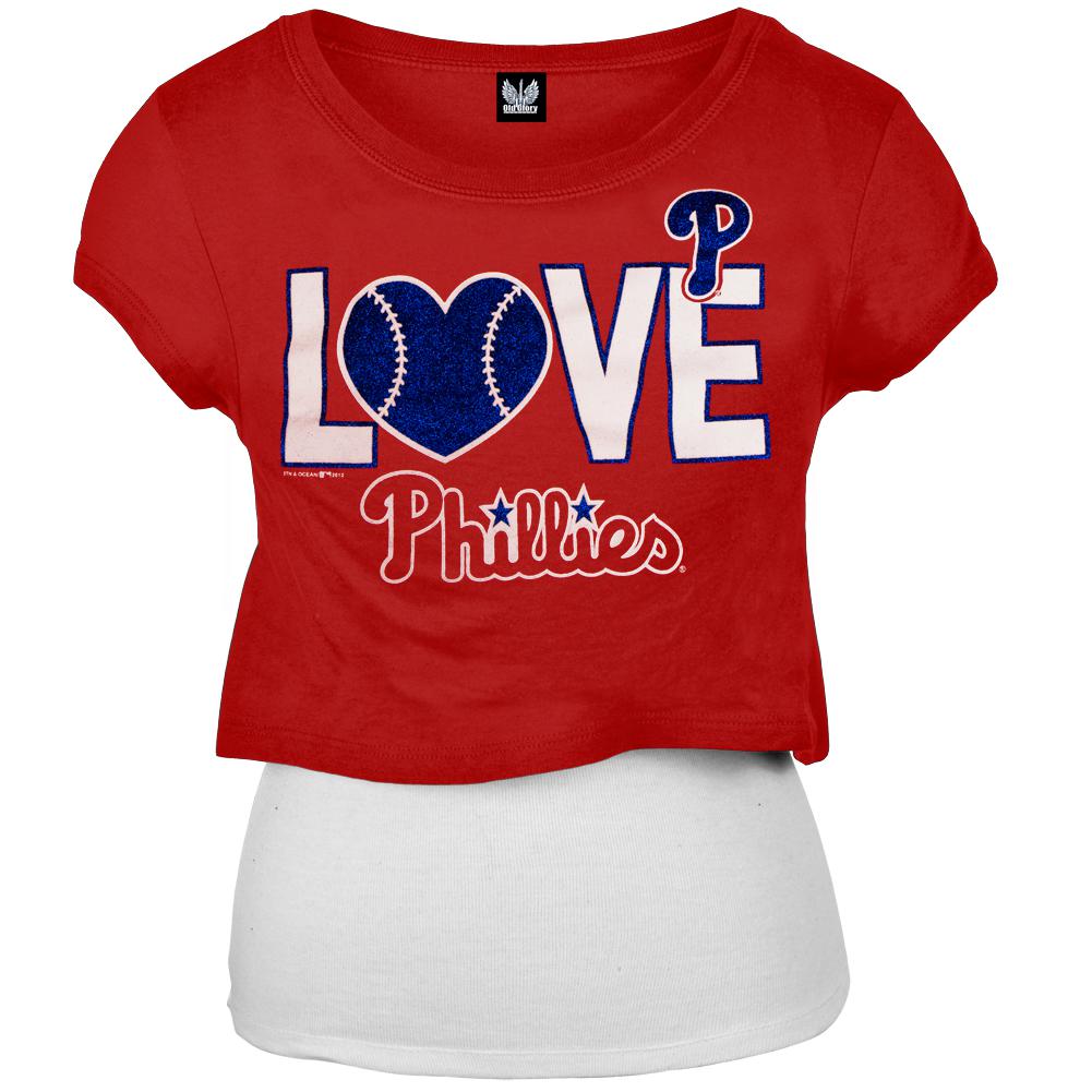 Philadelphia Phillies - Glitter Love Girls Youth T-Shirt w/Tank Youth T-Shirts Philadelphia Phillies 10 Red 