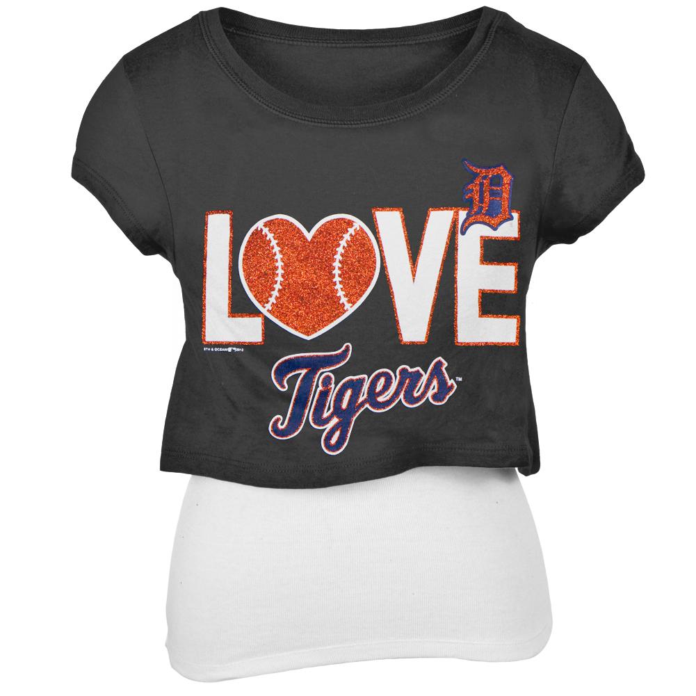 Detroit Tigers - Glitter Love Girls Juvy T-Shirt w/Tank Juvenile T-Shirts Detroit Tigers J6 Blue 